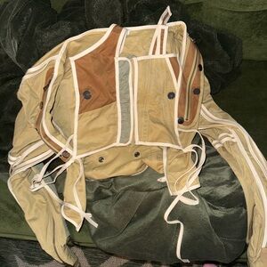 Tan and Brown Jacket with White Trim